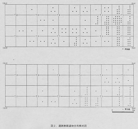 図２．遺跡表面遺物分布模式図