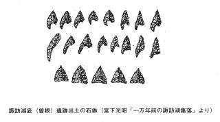 諏訪湖底（曽根）遺跡出土の石鏃